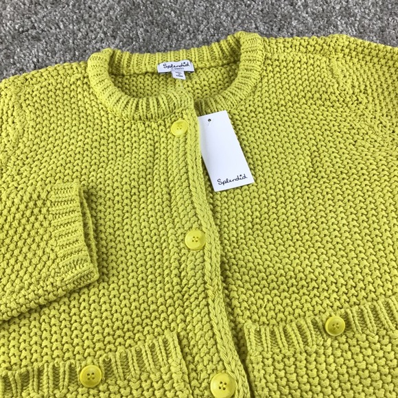 Splendid Sweaters - Splendid‎ Yellow Textured Knit Button Front Cropped Cardigan Sweater Size XS NWT